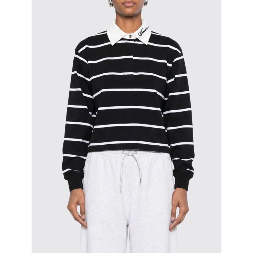 Amiri Women Amiri Striped Long-Sleeved Cotton Polo Shirt With Contrast Logo